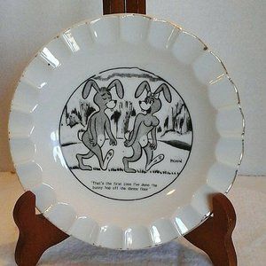 Vintage Funny Plate Ashtray The Bunny Hop